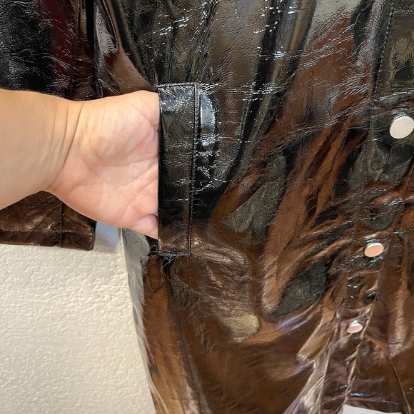 Elie Tahari Women's M Faux Leather Lightweight Maxi Shirt Jacket Coat - Picture 6 of 13